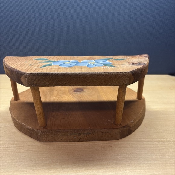 Vintage Wood China Wall Shelf Plate Rack Display Farmhouse Flower Painted. - Picture 12 of 15